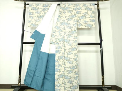 平和屋着物●上質な紬 霞花文 正絹 逸品 DAAZ0715ps