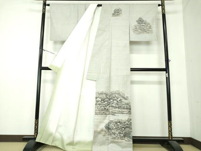 平和屋着物●本場染大島紬　訪問着　作家物　手描き　仁科路　正絹　逸品　DAAZ0716ps