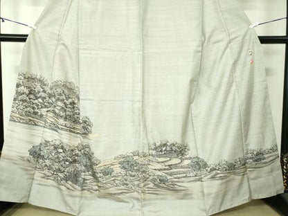平和屋着物●本場染大島紬　訪問着　作家物　手描き　仁科路　正絹　逸品　DAAZ0716ps