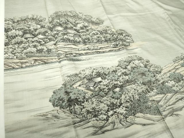 平和屋着物●本場染大島紬　訪問着　作家物　手描き　仁科路　正絹　逸品　DAAZ0716ps