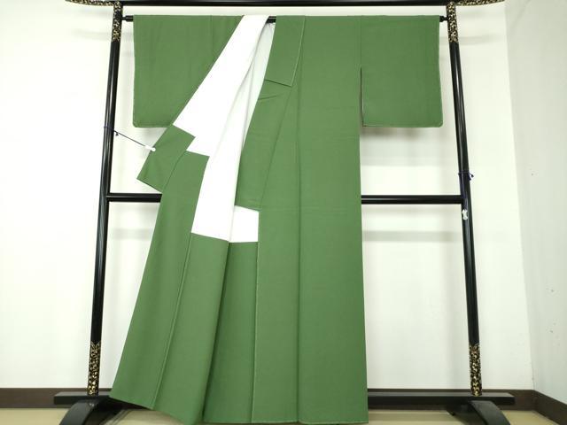 平和屋着物●松岡寿童監修　色無地　堅牢五度重ね染　重ね彩　緑青色　上代26万　証紙付き　正絹　逸品　未使用　DAAZ0730ps