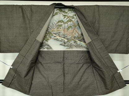 平和屋着物●男性 本場大島紬 アンサンブル 長羽織 100亀甲 総詰め 正絹 逸品 DAAZ0756ps