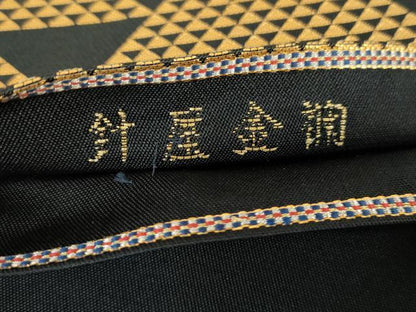 平和屋着物●龍村美術織物 たつむら 六通柄 本袋帯 針屋金襴 黒地 金糸 正絹 逸品 DAAZ0766ps