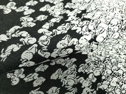 平和屋着物●六通柄袋帯 唐織 兎尽くし 黒地 銀糸 正絹 逸品 DAAZ0777ps