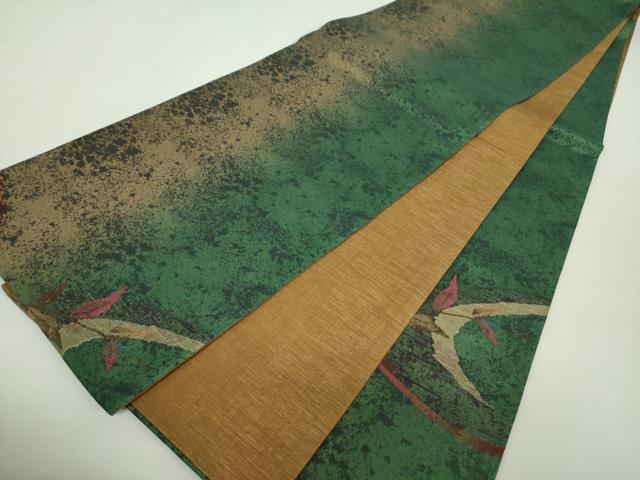 平和屋着物●太鼓柄袋帯　すくい織　枝葉文　引箔　正絹　逸品　DAAZ0783ps