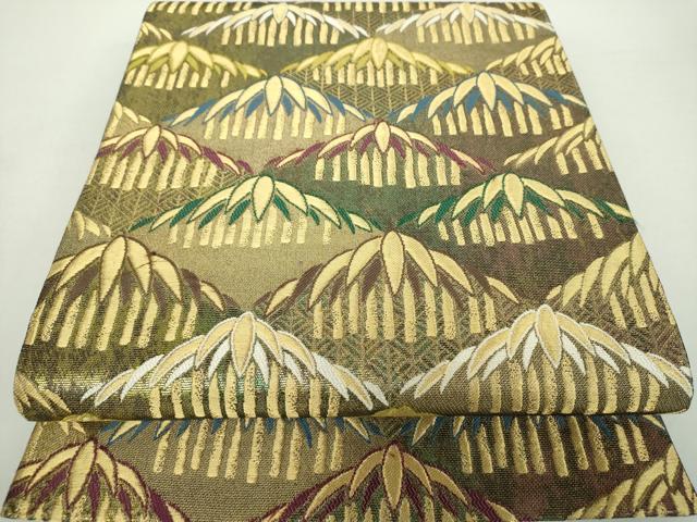 平和屋着物●ファッションデザイナー コシノアヤコ 六通柄袋帯 笹竹文 金糸 正絹 逸品 DAAZ0785ps