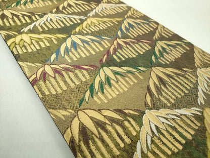 平和屋着物●ファッションデザイナー コシノアヤコ 六通柄袋帯 笹竹文 金糸 正絹 逸品 DAAZ0785ps