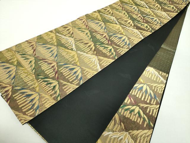 平和屋着物●ファッションデザイナー コシノアヤコ 六通柄袋帯 笹竹文 金糸 正絹 逸品 DAAZ0785ps