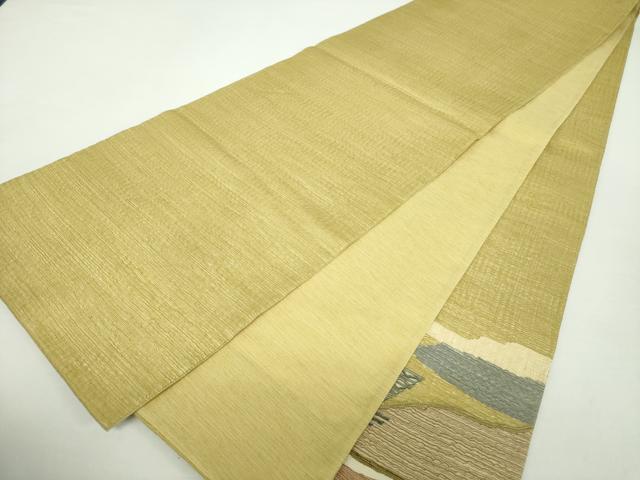 平和屋着物▽太鼓柄袋帯 スリーシーズン帯 春 夏 秋 すくい織 霞文 正絹 逸品 DAAZ0800ps