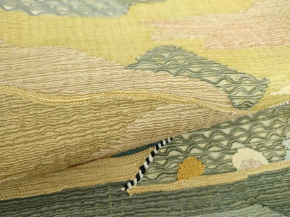 平和屋着物▽太鼓柄袋帯 スリーシーズン帯 春 夏 秋 すくい織 霞文 正絹 逸品 DAAZ0800ps