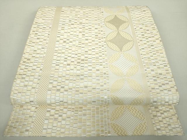 平和屋着物●本場筑前博多織 八寸名古屋帯 七宝間道 金糸 正絹 逸品 DAAZ0842ps