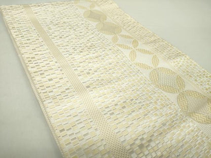 平和屋着物●本場筑前博多織 八寸名古屋帯 七宝間道 金糸 正絹 逸品 DAAZ0842ps