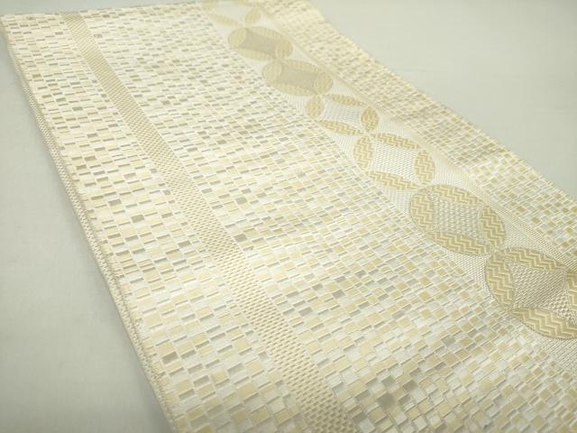 平和屋着物●本場筑前博多織 八寸名古屋帯 七宝間道 金糸 正絹 逸品 DAAZ0842ps