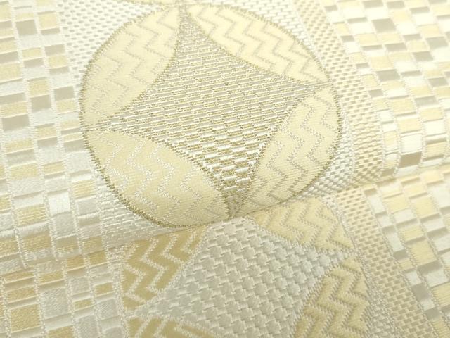 平和屋着物●本場筑前博多織 八寸名古屋帯 七宝間道 金糸 正絹 逸品 DAAZ0842ps