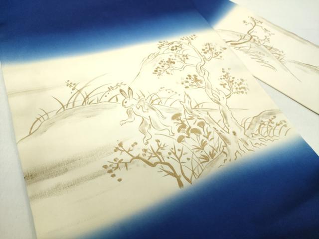 平和屋着物○塩瀬 九寸名古屋帯 手描き 鳥獣戯画 金彩 正絹 逸品