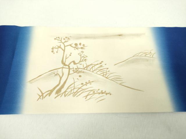 平和屋着物○塩瀬 九寸名古屋帯 手描き 鳥獣戯画 金彩 正絹 逸品