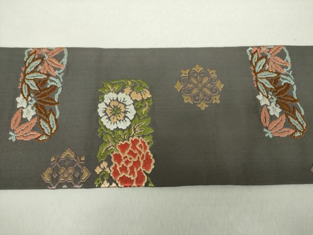 平和屋着物○九寸名古屋帯 唐織 草木染 草花文 正絹 逸品 DAAZ0849ps