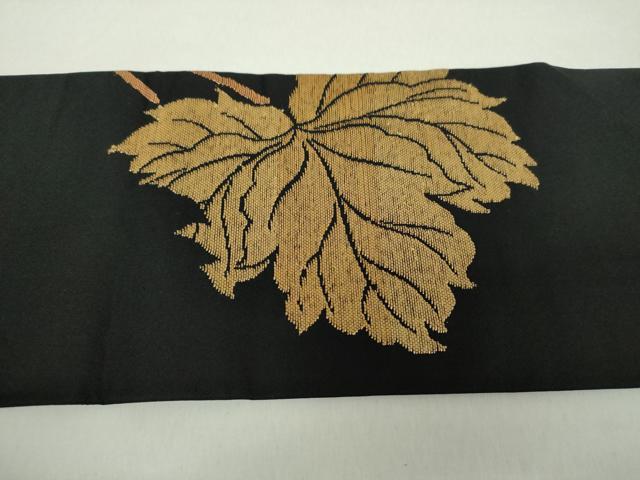 龍村美術織物　たつむら　九寸　開き名古屋帯　獅噛文長斑錦　金糸　正絹 平和屋着物○龍村美術織物 たつむら 九寸名古屋帯 つた錦 黒地