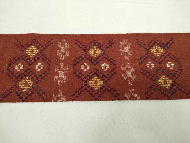 平和屋着物○本場琉球 読谷山花織 紬地 九寸名古屋帯 横段