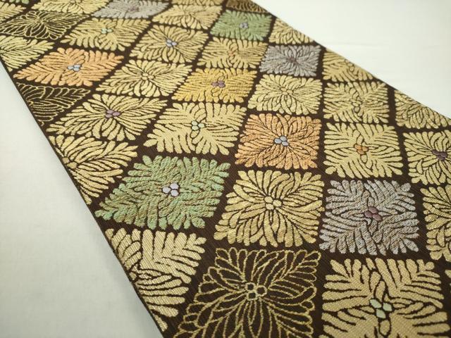 平和屋着物●六通柄袋帯 松菱 金糸 反端付き 正絹 逸品 DAAZ0873ps
