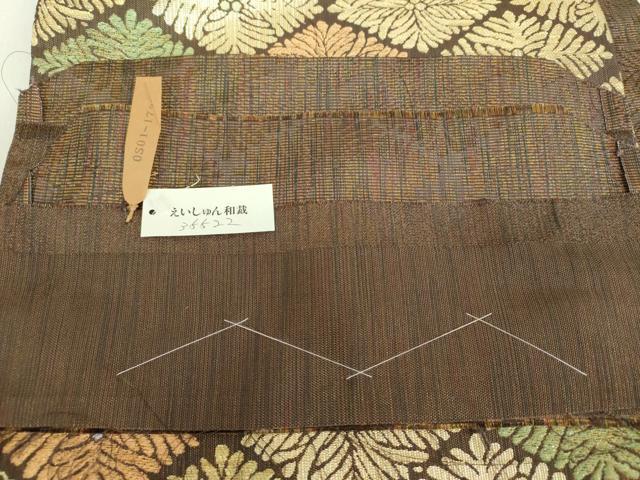 平和屋着物●六通柄袋帯 松菱 金糸 反端付き 正絹 逸品 DAAZ0873ps