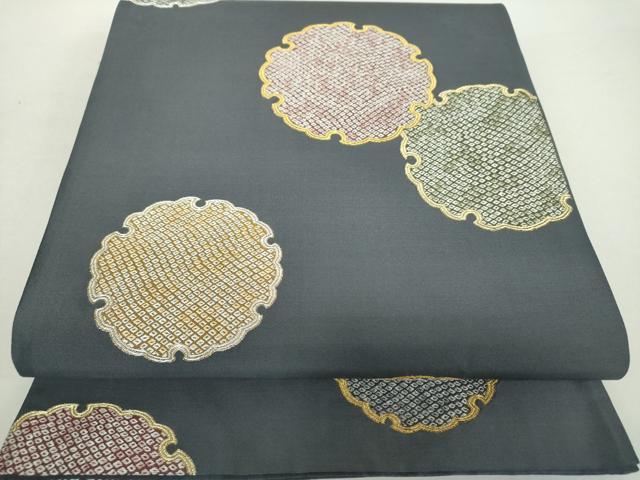平和屋着物●田中工芸織物 祥園謹製 六通柄袋帯 唐織 鹿の子雪輪重ね 金銀糸 正絹 逸品 DAAZ0898ps