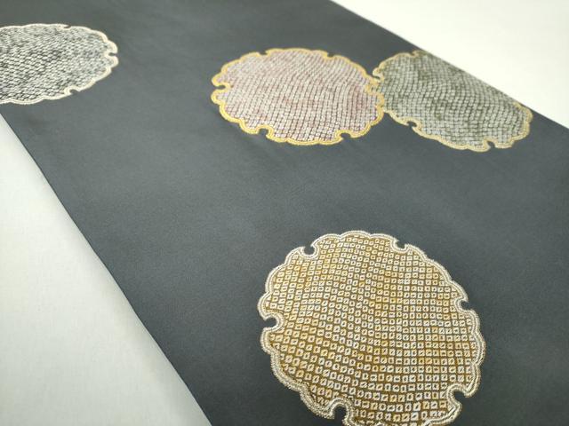 平和屋着物●田中工芸織物　祥園謹製　六通柄袋帯　唐織　鹿の子雪輪重ね　金銀糸　正絹　逸品　DAAZ0898ps 平和屋着物○田中工芸織物 祥園謹製 六通柄袋帯 唐織 鹿の子