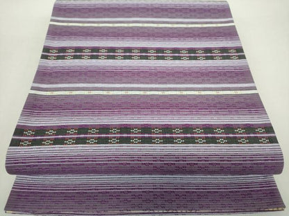 平和屋着物●両面 全通柄袋帯 花織 横段文 正絹 逸品 未使用 DAAZ0901ps