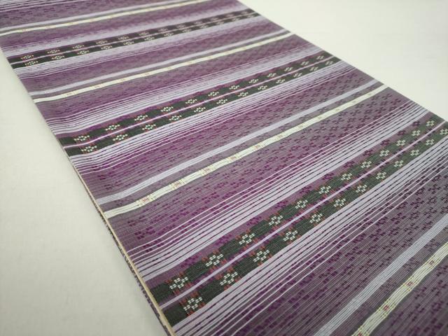 平和屋着物●両面 全通柄袋帯 花織 横段文 正絹 逸品 未使用 DAAZ0901ps