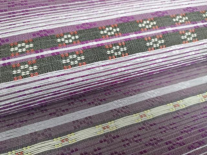 平和屋着物●両面 全通柄袋帯 花織 横段文 正絹 逸品 未使用 DAAZ0901ps