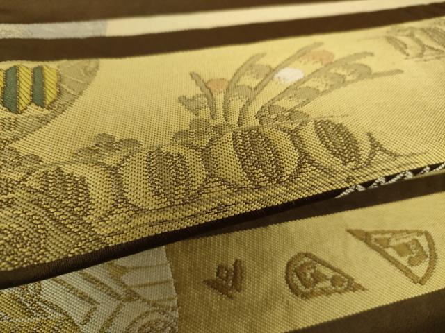 平和屋着物●六通柄袋帯 作家物 唐織 生々錦 高明姿競文 金糸 正絹 逸品 DAAZ0915ps