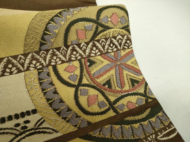 平和屋着物●六通柄袋帯 作家物 唐織 生々錦 高明姿競文 金糸 正絹 逸品 DAAZ0915ps