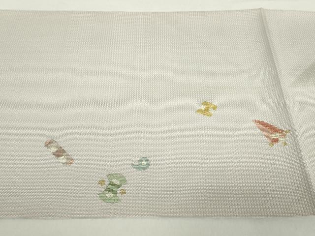 平和屋着物●八寸名古屋帯　作家物　すくい織　宝尽くし　金糸　正絹　逸品　DAAZ0931ps