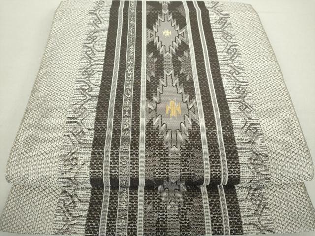 平和屋着物●本場筑前博多織 八寸名古屋帯 菱間道 正絹 逸品 DAAZ0941ps