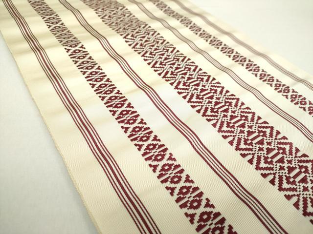 平和屋着物●本場筑前博多織　八寸名古屋帯　献上　証紙付き　正絹　逸品　未使用　DAAZ0944ps
