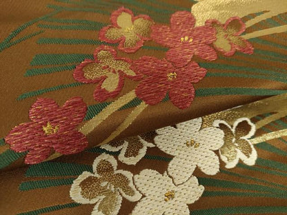 平和屋着物●九寸名古屋帯 銀杏 舞花文 金糸 正絹 逸品 DAAZ0956ps