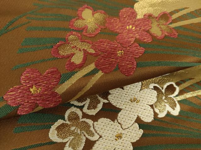 平和屋着物●九寸名古屋帯 銀杏 舞花文 金糸 正絹 逸品 DAAZ0956ps