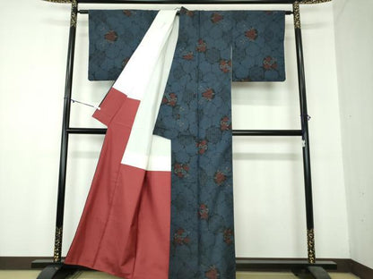 平和屋着物●本場大島紬 7マルキ 雪輪重ね花文 正絹 逸品 DAAZ0975ps