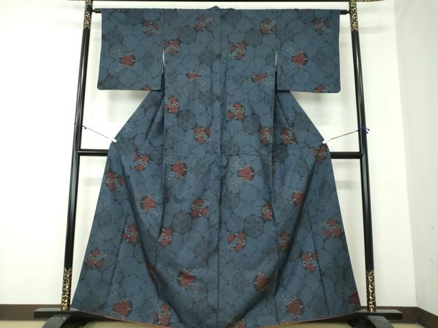 平和屋着物●本場大島紬 7マルキ 雪輪重ね花文 正絹 逸品 DAAZ0975ps