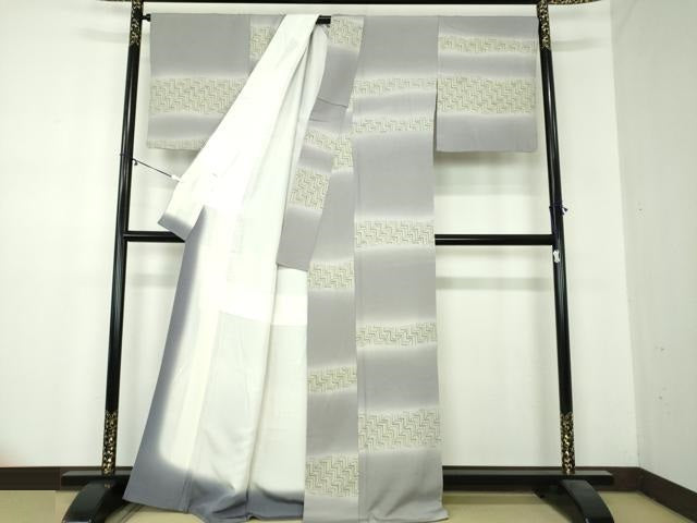 平和屋着物●上質な小紋 幾何学文様 正絹 逸品 DAAZ0990ps