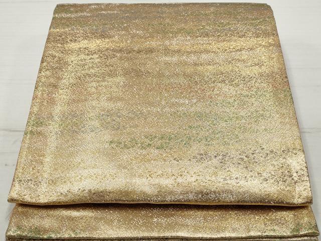 平和屋着物◎六通柄袋帯 霞文 金糸 反端付き 正絹 逸品 DAAZ1023qa