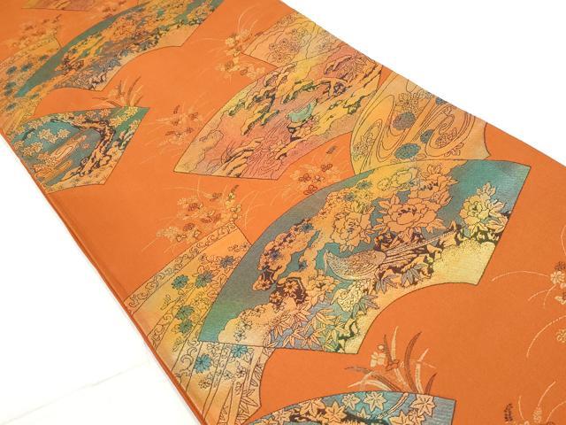 平和屋着物◎六通柄袋帯　地紙花鳥文　金糸　正絹　逸品　DAAZ1033qa