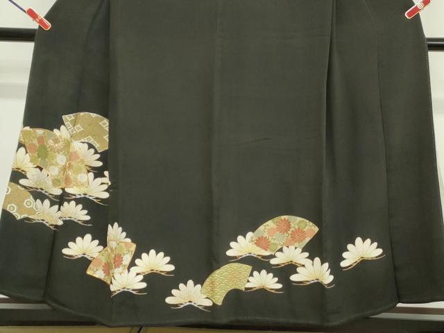 平和屋着物■豪華黒留袖 駒刺繍 地紙枝松花文 金銀彩 正絹 逸品 DAAZ1057qa