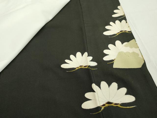 平和屋着物■豪華黒留袖 駒刺繍 地紙枝松花文 金銀彩 正絹 逸品 DAAZ1057qa