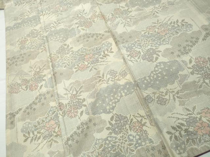 平和屋着物■上質な紬　草花文　正絹　逸品　DAAZ1118qa
