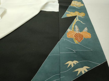 平和屋着物■豪華黒留袖　駒刺繍　枝葉藤花房文　桐　金彩　正絹　逸品　DAAZ1154qa