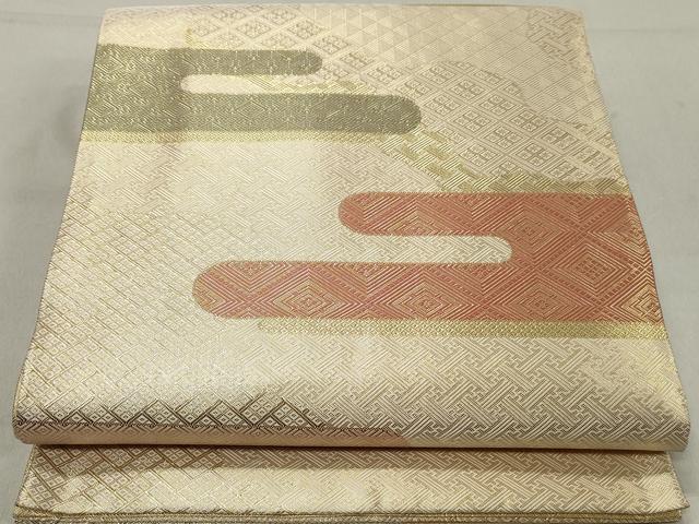平和屋着物◎佐賀錦　六通柄袋帯　道長エ霞文　金糸　正絹　逸品　DAAZ1221qa