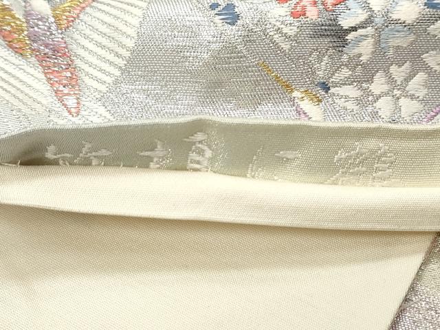 平和屋着物◎六通柄袋帯　唐織　竹垣に鶴　金銀糸　正絹　逸品　DAAZ1238qa