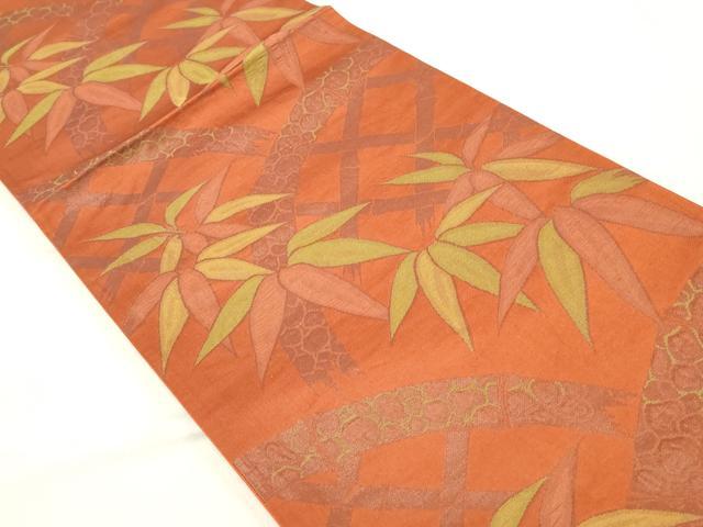 平和屋着物◎六通柄袋帯　笹竹文　正絹　逸品　DAAZ1240qa