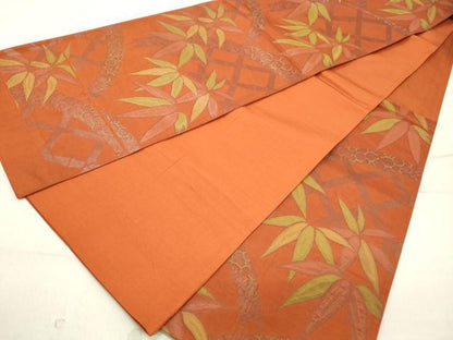 平和屋着物◎六通柄袋帯　笹竹文　正絹　逸品　DAAZ1240qa